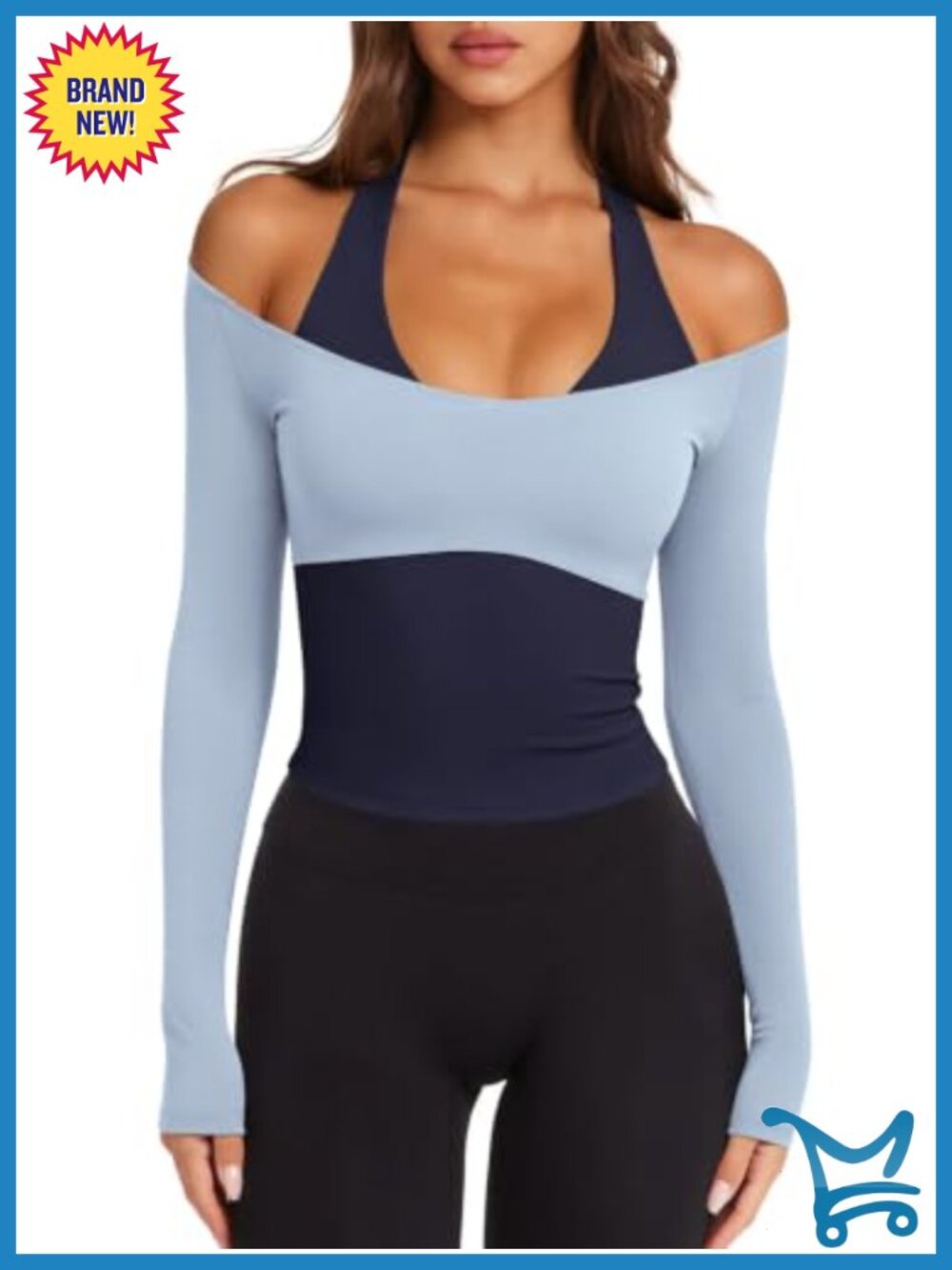 Women's Long Sleeve Workout Top with Built-In Bra Padded Yoga Gym